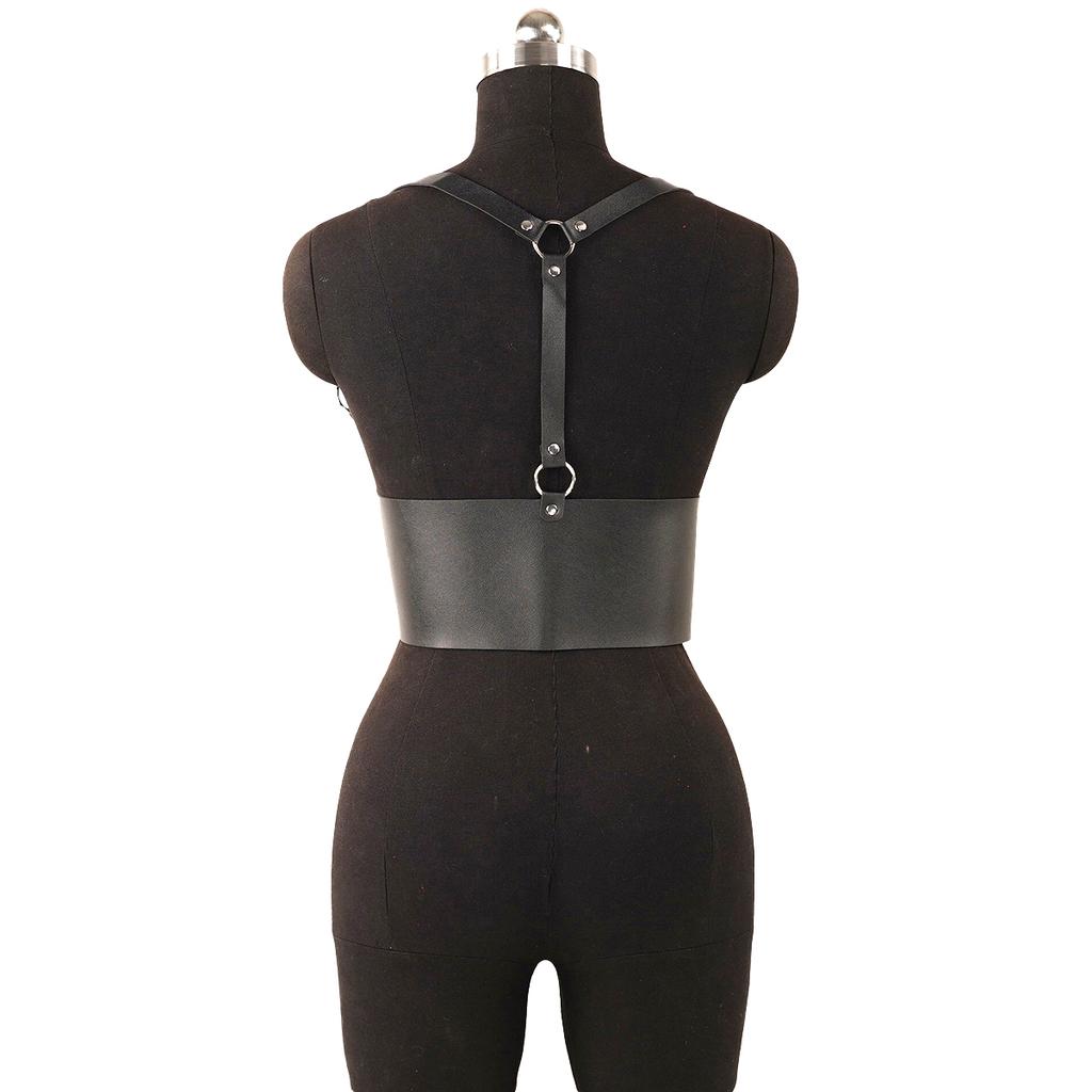 Damen Mode Gürtel Streetstyle Korsetts Taille-zu-Schulter Leder Body Harness Breiter Gürtel Hosenträger Goth Bekleidungszubehör