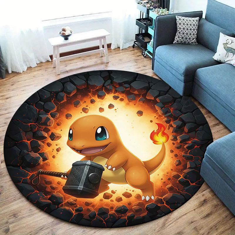 Cartoonflames Round Area Rug,Carpet Rug for Living Room Bedroom Sofa Playroom Decor,Non slip Floor Mat