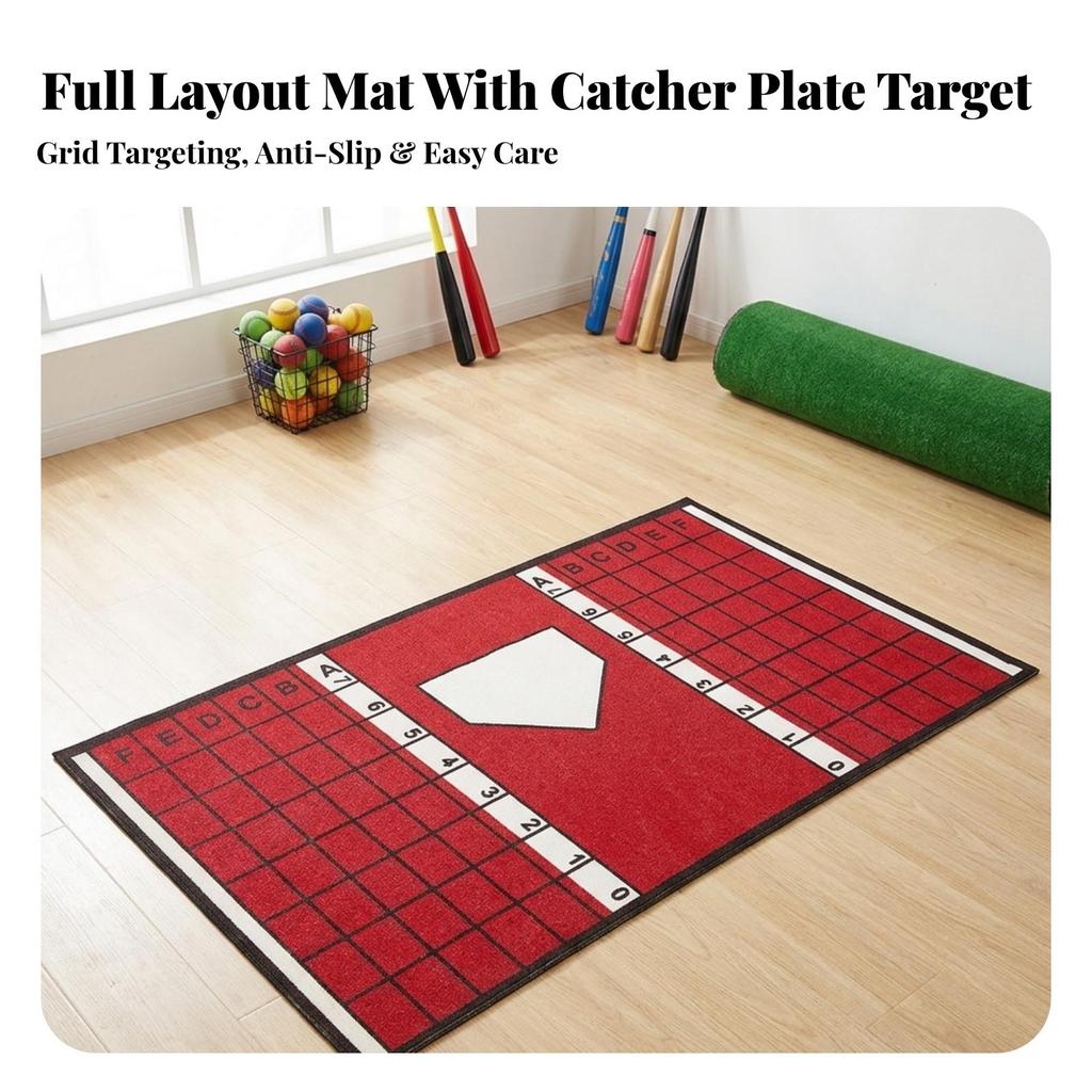 Mat Sturdy Batting with Home Plate Wipe-Clean for Backyard Practice