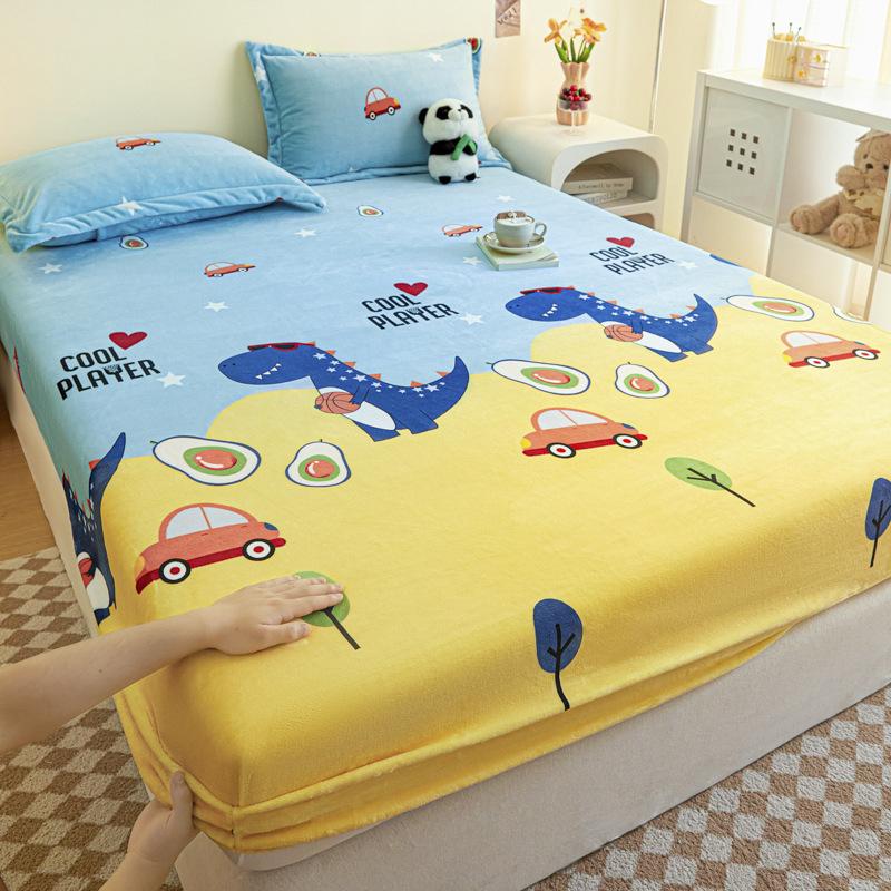 New A-class Milk Fleece Bed Sheet Thickened Warm Mink Fleece Mattress Cover Fully Wrapped