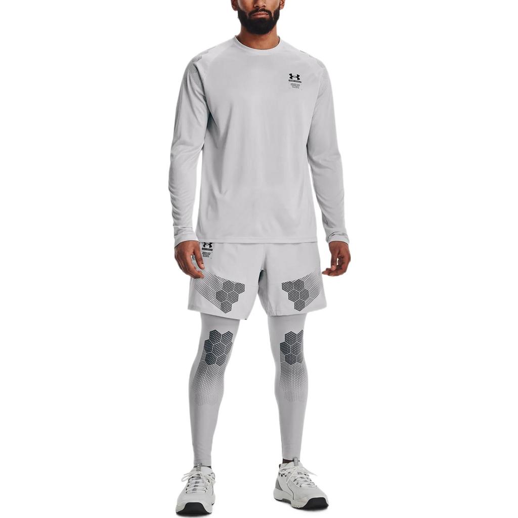 Under Armour Honeycomb Pattern Printed Embroidered Logo Drawstring Loose Fit Shorts Men Shorts White 1370416-014