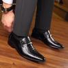 Fashion Men's Business Leather Shoe Trendy Embossed Leather Shoes for Men Thick-soled Non-slip Formal Shoes Horseshoe Heel Party Shoes