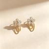 Korean Fashionable Zircon Flower Tassel Stud Earrings for Women - Simple & Versatile Design