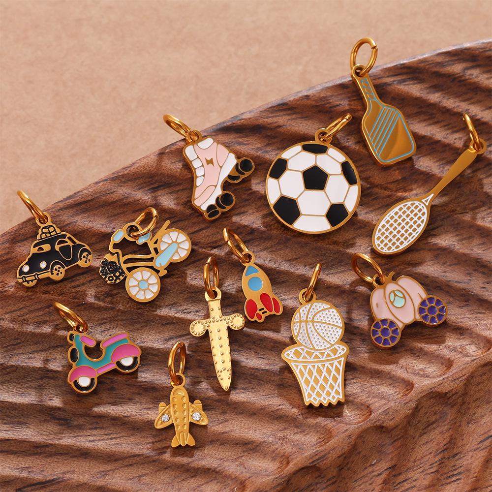 2025 Multi-Element Hip-Hop Necklace Bracelet Pendant for Women - Versatile Car Football Drip Oil Series Accessories