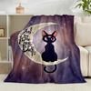 1PC Lunar Cat Magic Night Flannel Blanket Gift, Suitable for Both Men And Women, Soft Ideal for Beds And Sofa, Birthday Or Christmas Gift