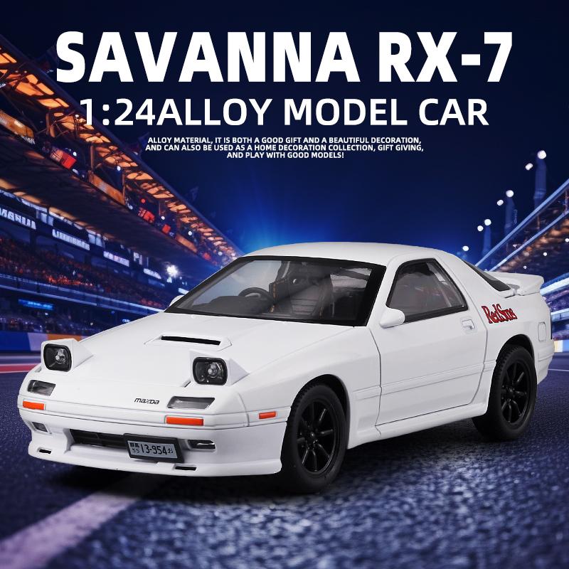 1/24 Mazda RX7 Initial D Diecast Alloy Model Car Metal Sound and Light Model Cars Boys Gifts for Children Hobby Collection
