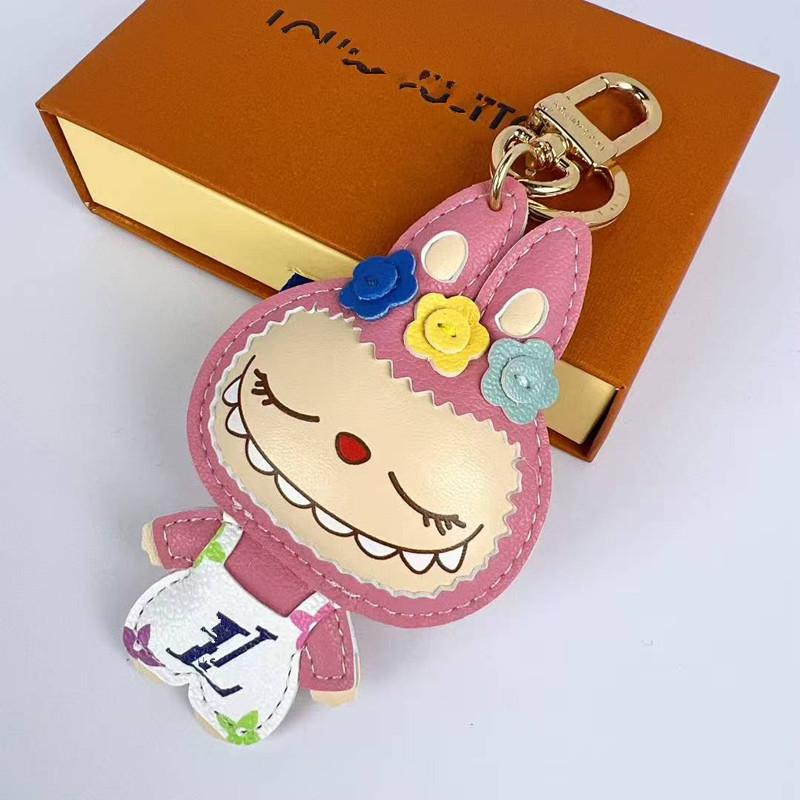 Metal Imitation Leather Keychain Pendant Cartoon Creative Couple Doll Jewelry Bag Pendant