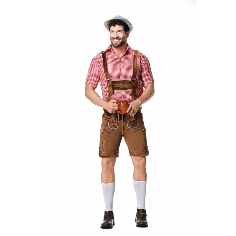 New Parent-child Checkered Beer Suit Suspender Pants Munich Oktoberfest Suit Bar Overalls