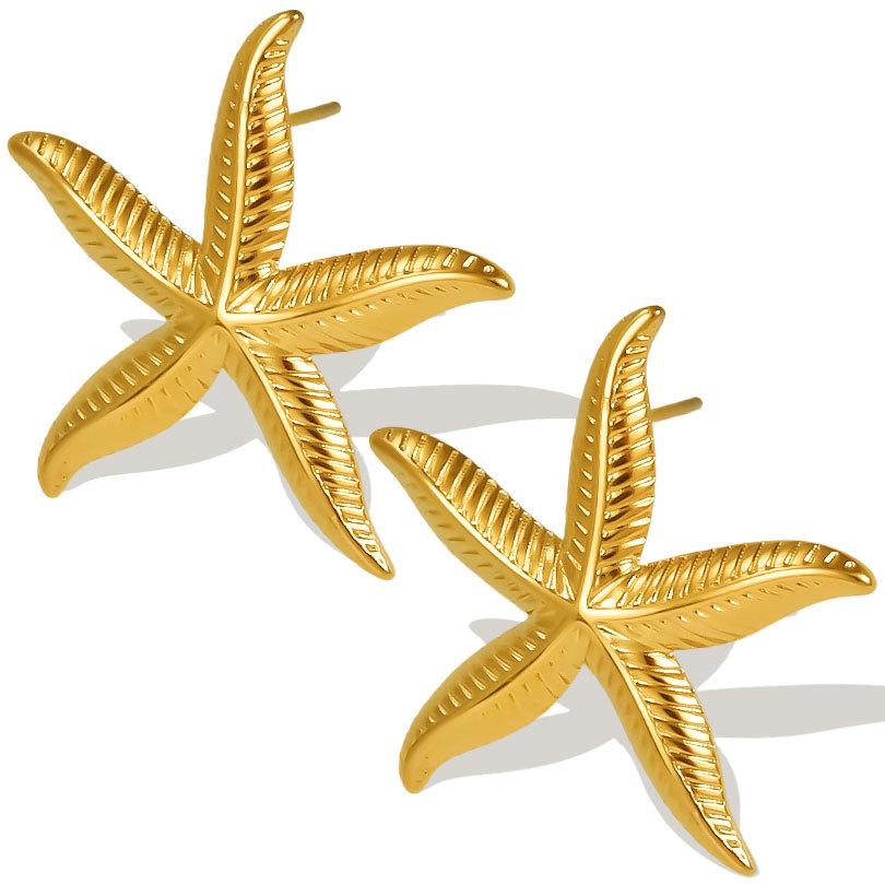 2026 New Stainless Steel Starfish Shell Earrings for Women Beach Vacation Style Luxury Thread Ear Dangle Jewelry Not Fading