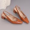 Slingback Medium Heels Pumps Shoes Woman 2026 Elegant Close Toe Black Blue Red Nude Heeled Office Wedding Shoes Ladies Sandals