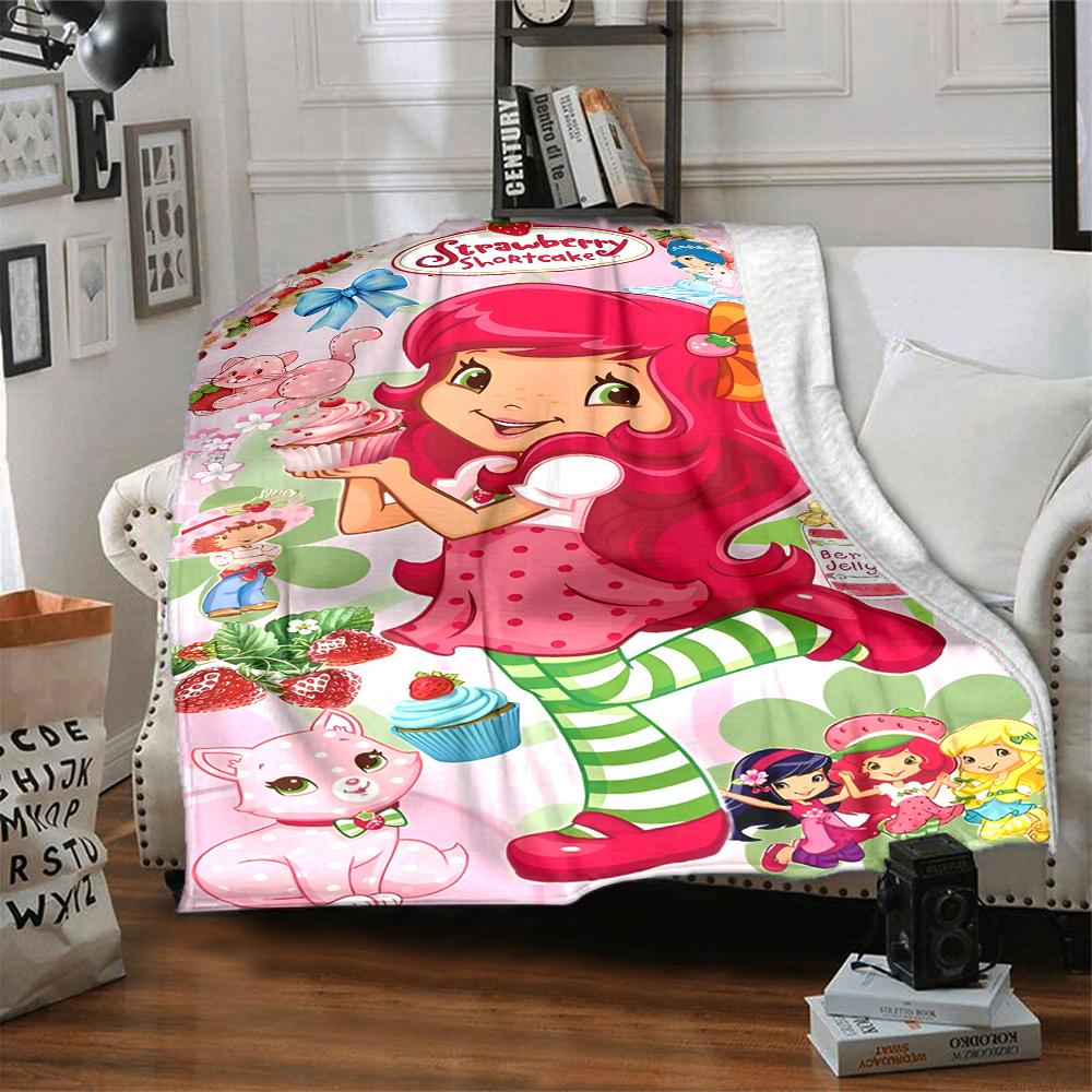 1pc Princess Strawberry11 Blanket, Gift, for Men and Women, Soft Blanket, Good for Sofa Bed Couch Travel, Lightweight Flannel Blanket