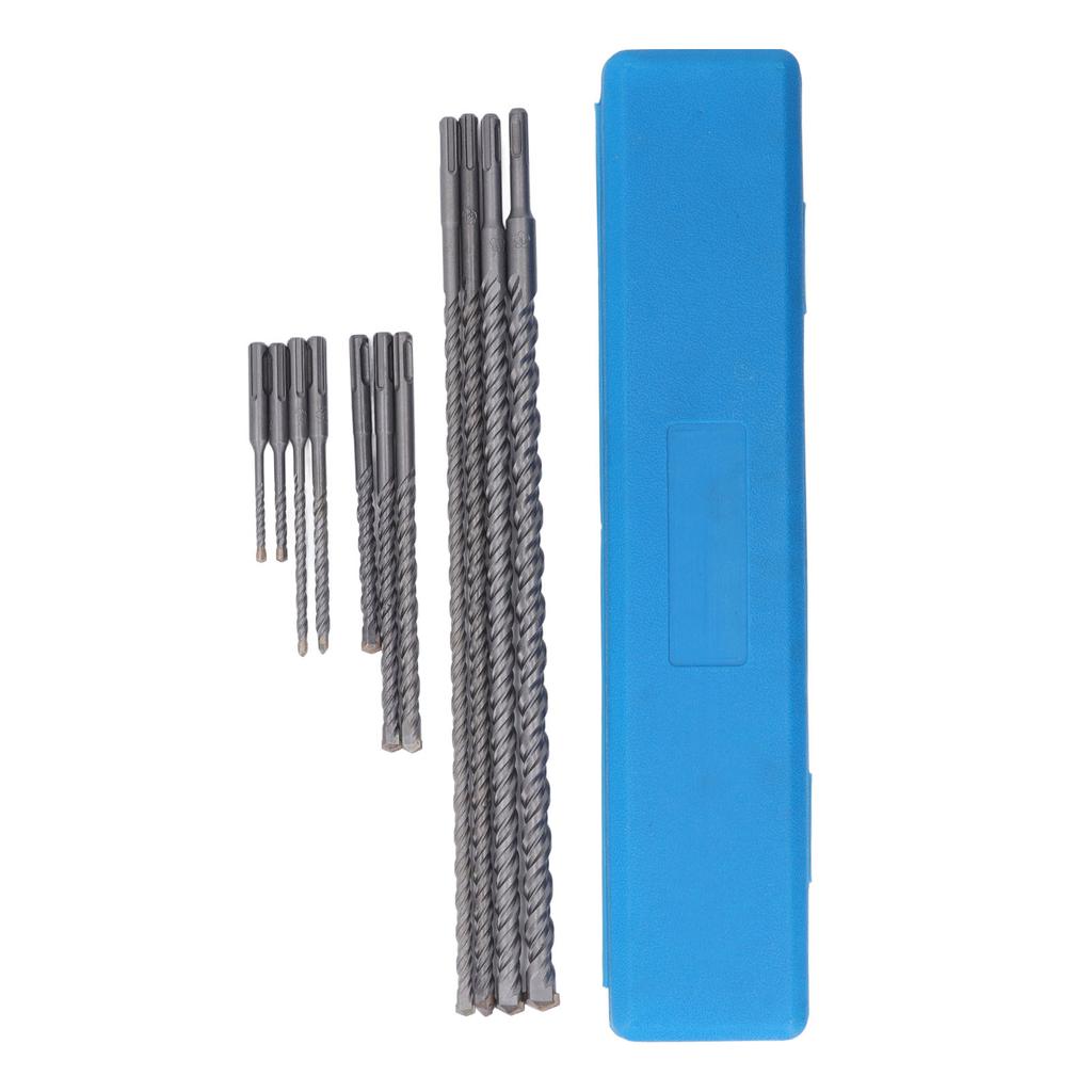 11Pcs Hammer Drill Bit Cemented Carbide High Speed Chip Removal Electric Hammer Drill Bit Set