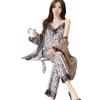 New Pajamas Women's Ice Ribbon Chest Pad Pure Desire Sexy Suspender Three-piece Pajama Silk Loungewear