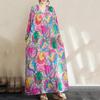 Long Sleeve Plus Size Cotton Vintage Floral New In Dresses for Women Casual Loose Maxi Long Spring Summer Autumn Dress