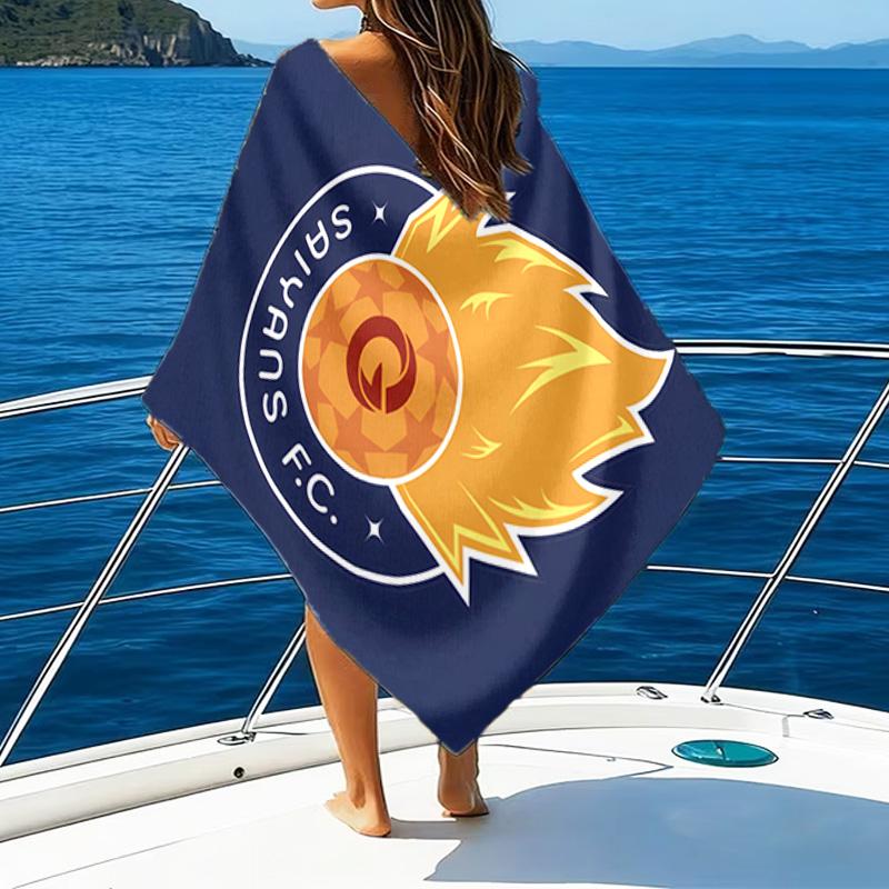 Flame Soccer Emblem Printed Beach Towel, Super Soft Microfiber, Perfect Gift Birthday, for Pool, Beach, Travel, for family and friends
