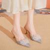 High-heeled Sandals Women's Bag Head Half Slippers Bow Flower Stiletto Outer Wear High-heeled Slippers Large Size 41-43
