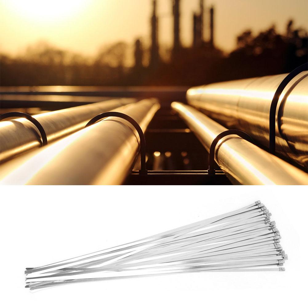 100 szt. 4,6 * 450 mm opaska kablowa ze stali nierdzewnej metalowa samoblokująca opaska zaciskowa na zamek błyskawiczny