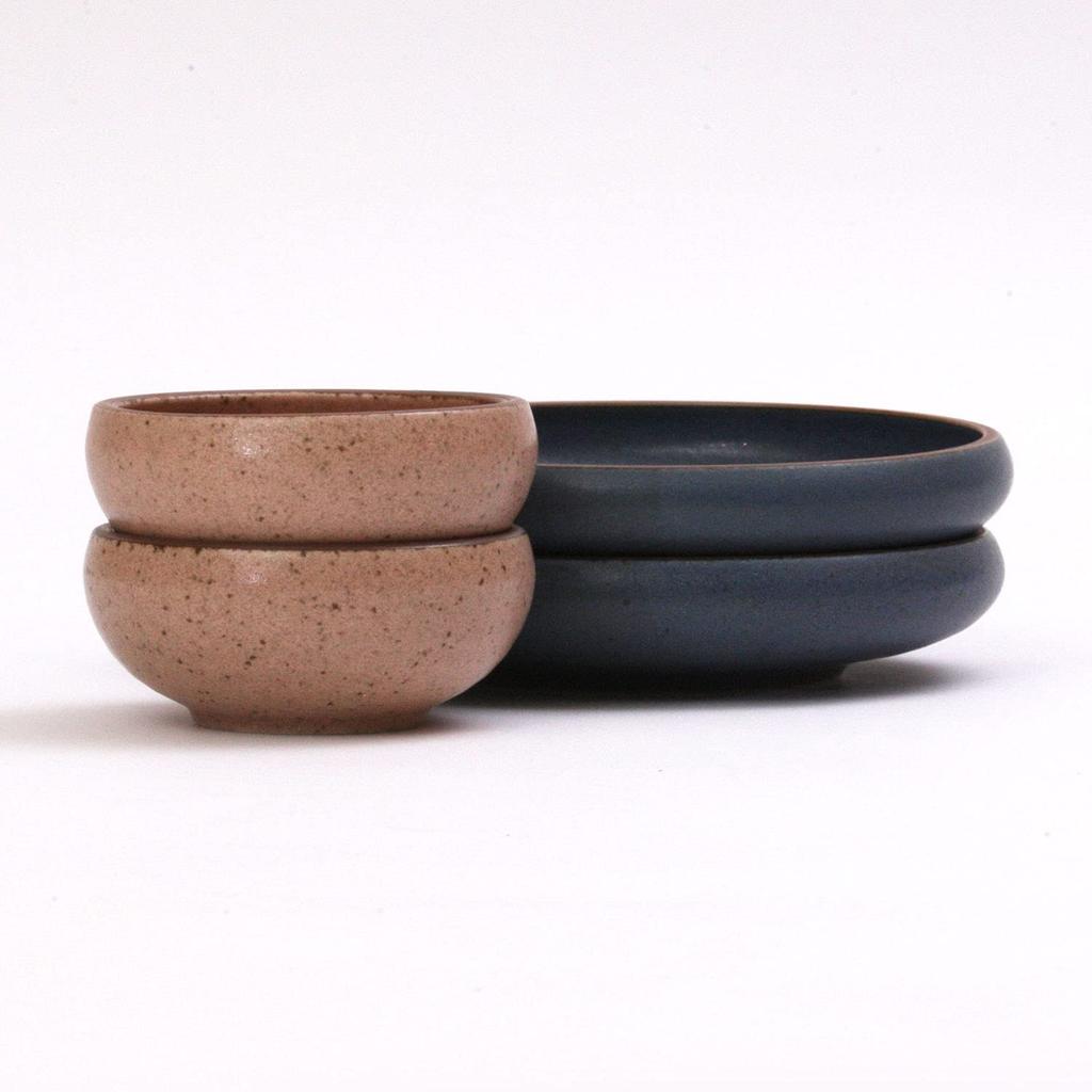 Easy-to-scoop Plates and Bowls, Pair Set for Two, 17cm Plate and 10cm Bowl, Dishwasher and Microwave Safe, Rakusuku UD, Made In Japan, 6816-01