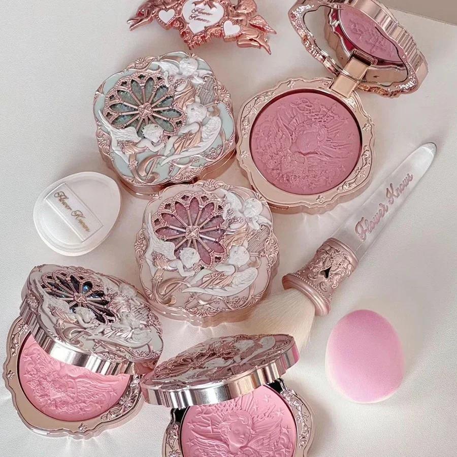 Flower Knows Little Angel Blushes Lehký, hladký, dlouhotrvající celodenní zvýrazňující make-up na obličej Korejský krém na tvářenky