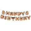 Cute Capybara Happy Birthday Banner, cartoon paper pull flag, ideal for kids' birthday, room & entrance decor.