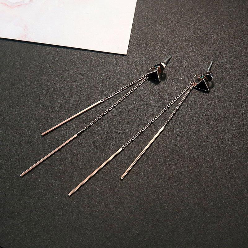 New Geometric Triangle Long Tassel Bar Drop Earrings For Women Minimalist Personality Ear Line Dangle Long Earrings Oorbellen
