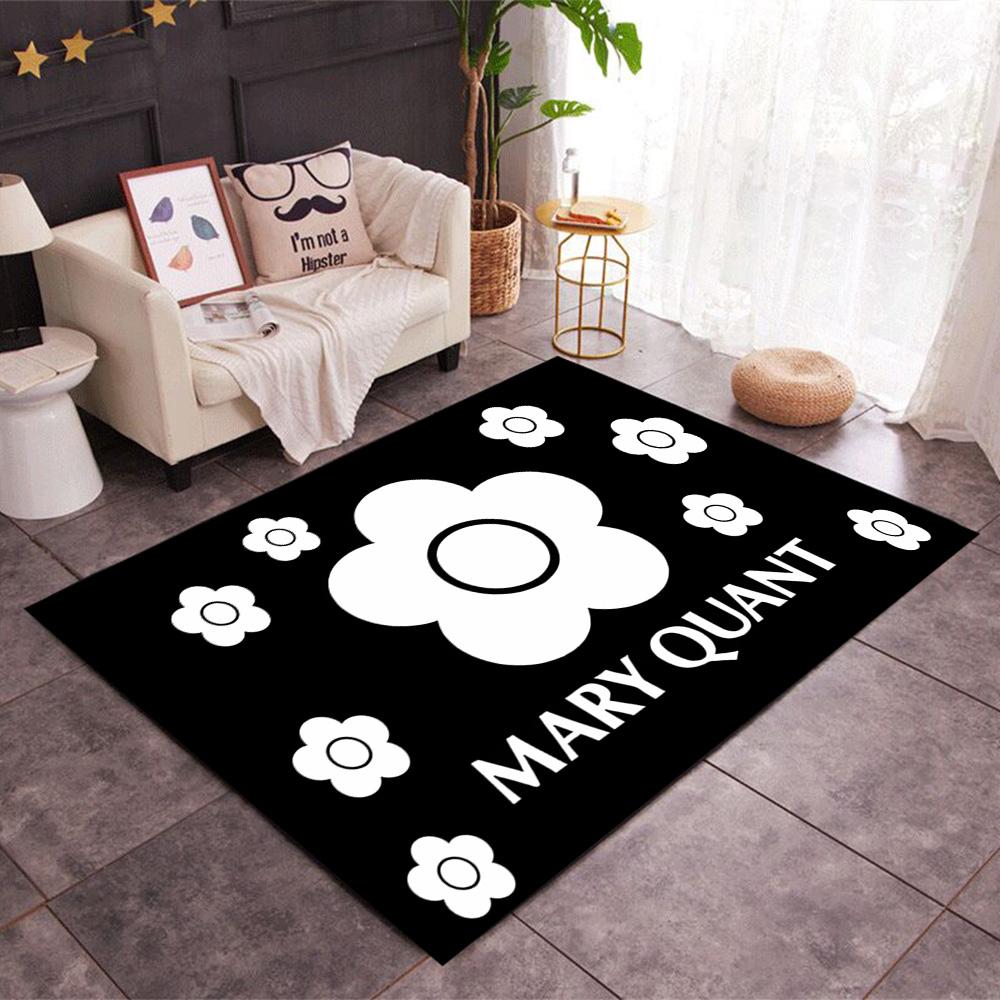 Mary Quant logo Themed Anti-Slip Rugs - Polyester Home Decor, Suitable for Bedrooms, Living Rooms, Doorways, Studios, and Decorations