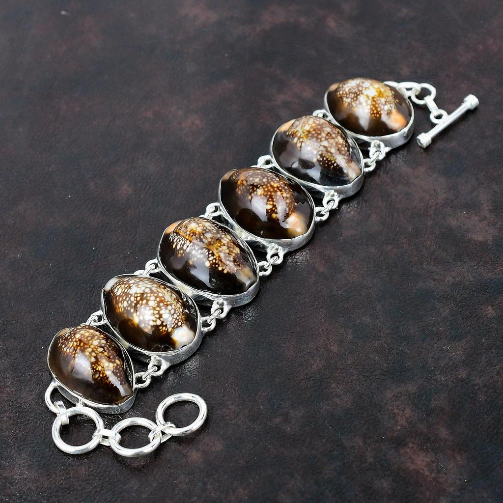 Cowrie Shell Bracelet Natural Gemstone Bracelet Handmade Elegant Jewelry 925 Sterling Silver Bracelet Adjustable Chain Bracelet Gift For Mom