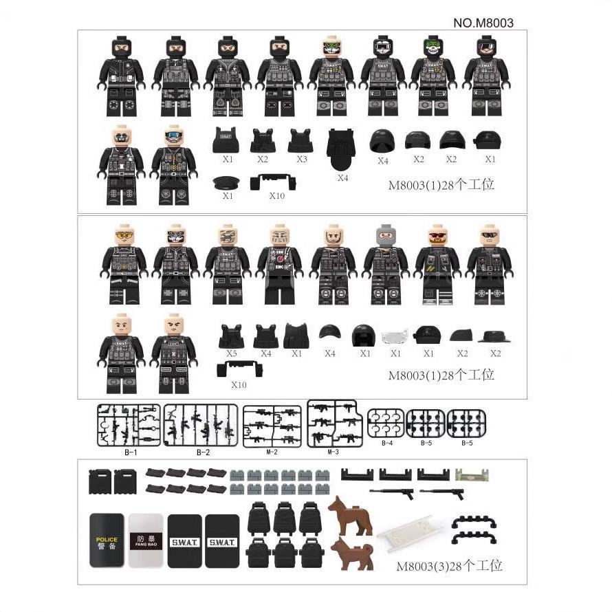 M8003 Military Building Block 20 Small Particles Assembled Doll Boys Toy Bag