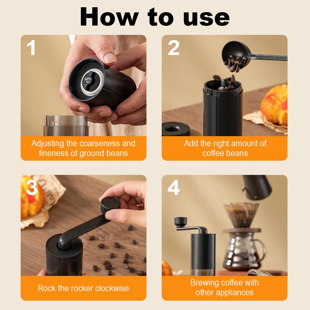 Pour Over Coffee Maker Set of 6, Pour Over Coffee Kettle, Coffee Grinder, Glass Coffee Carafe and Dripper, Spoon, Filter Paper