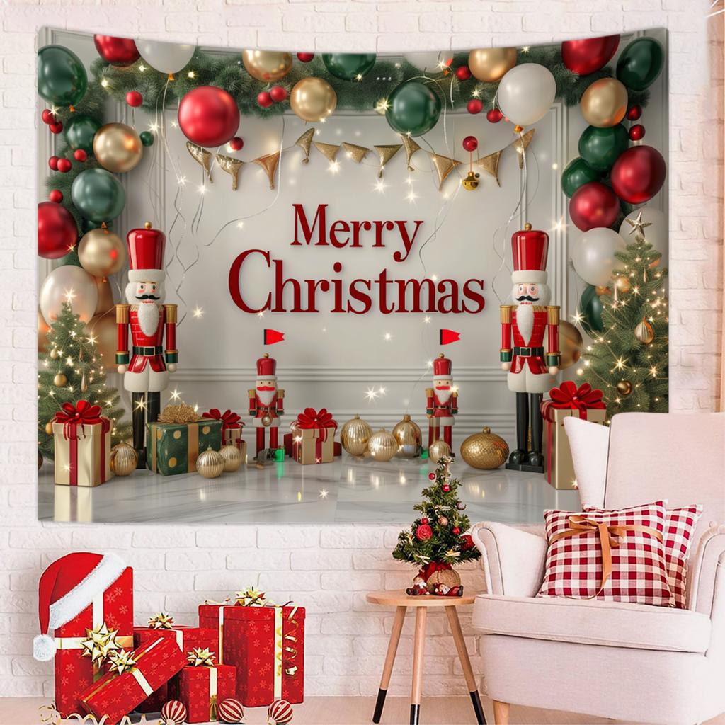 1pc Merry Christmas Tapestry, Happy New Year Blessings Poster Decoration Background Wall Hanging Decoration Tapestry