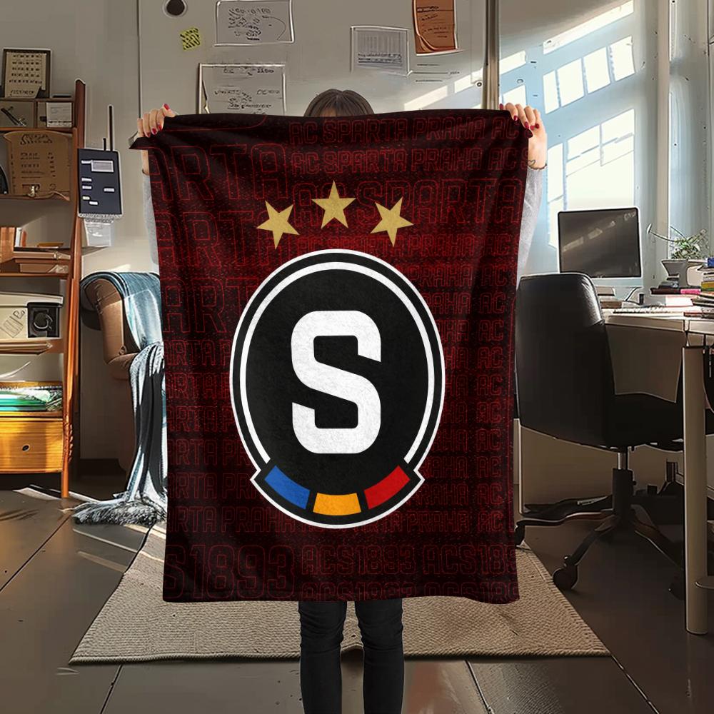 Sparta Prague Football Emblem,pattern Flannel Blanket, High quality Comfortable for All Seasons, Home Decor, Warmth and Comfort, Perfect for Gifts.