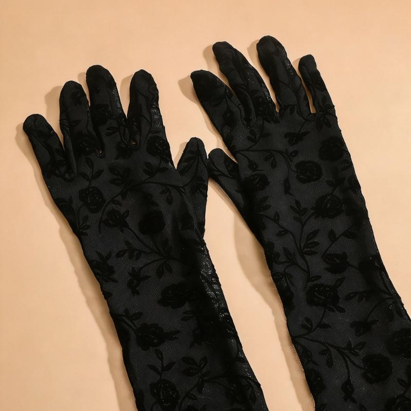 1pair Elegant Women Lace Gloves Weddings Short Gloves Elegant Flowers Gloves for Bridal Accessories