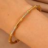Stainless steel bracelet with real gold plating, bamboo design, diamond inlay, women's European and American fashion, non-fading plating18K Gold