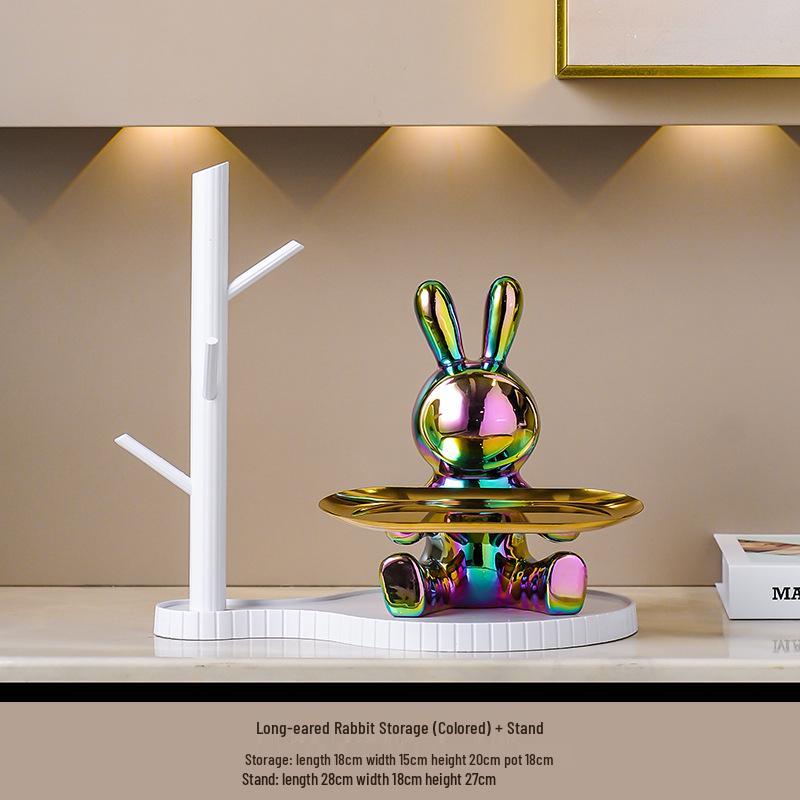 High-End Entrance Display Shelf with Key Storage and Shoe Cabinet - Featuring Violent Bear Ornaments