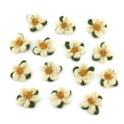 2/5/10 Peças Feitas à Mão Coloridas Crocheted Flor 3D de 6 Pétalas Aplique Patch Artesanal Ornamento DIY Grampos de Cabelo Decoração de Chapéu
