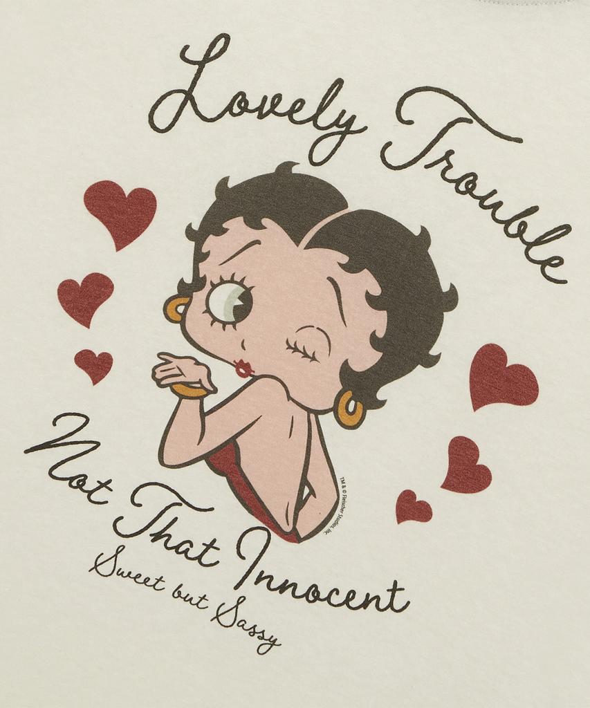 CNVS Betty Boop Sweet Sassy Tight Ringer Short Sleeve T-Shirt_Ivory