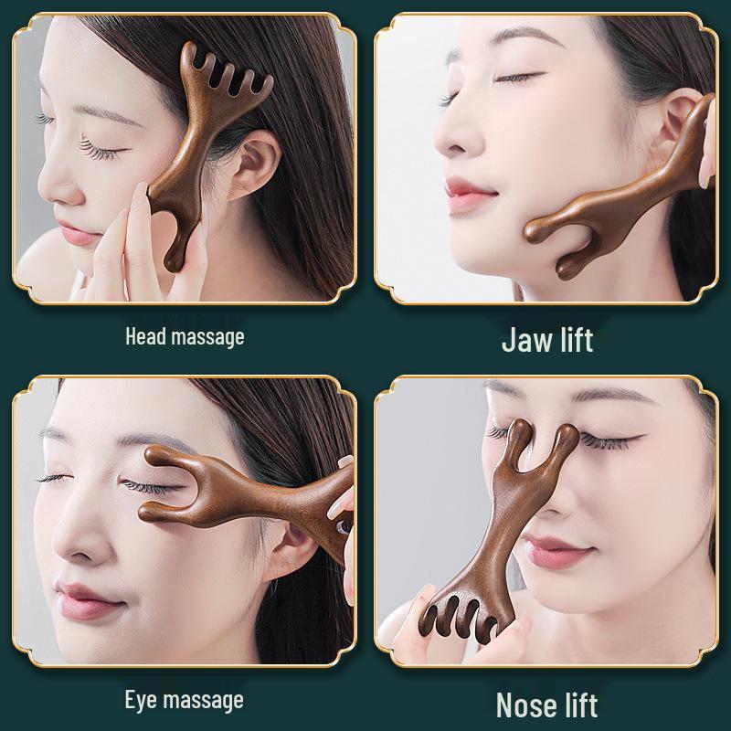 Dual-Purpose Six-Claw Antler Scalp and Eye Massager Comb