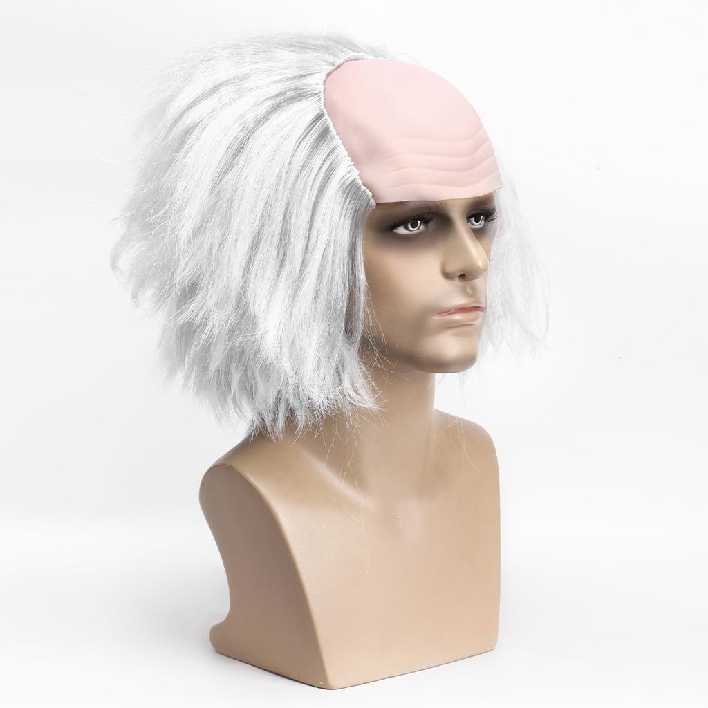 Gray-white Bald Fluffy Short Hair Chemical Fiber Synthetic Wig | Einstein's Funny Wig | Scientific Cos Theme Activity