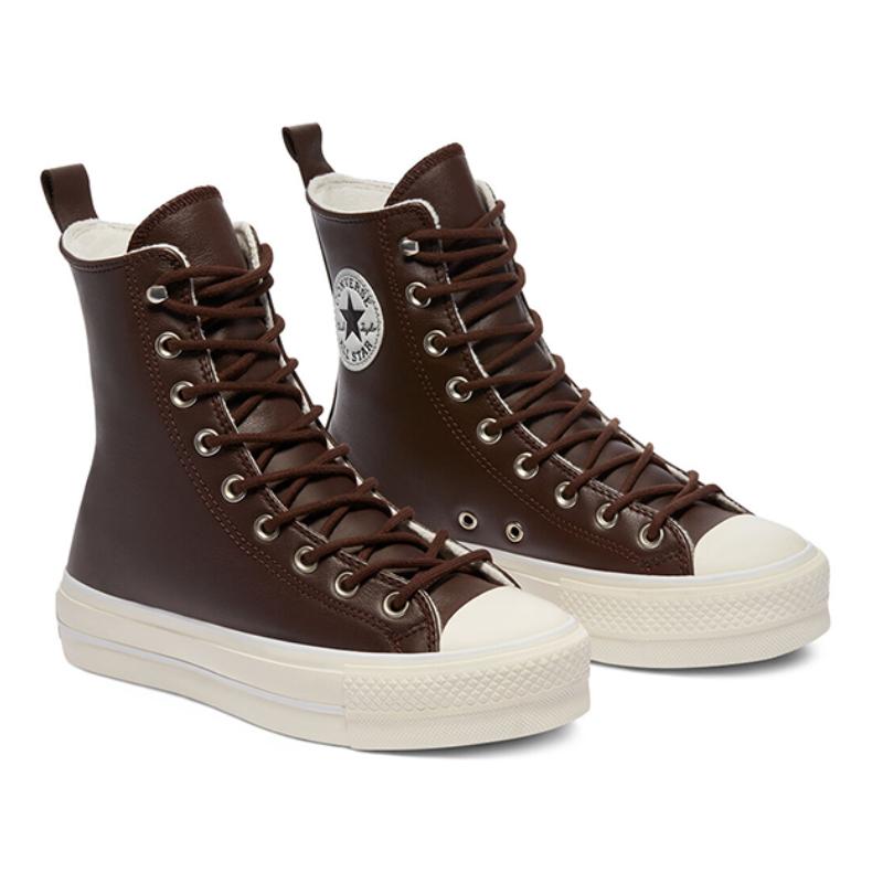 Converse Chuck Taylor All Star Synthetic Leather Comfortable Non-Slip Abrasion Resistant High Top Board Shoes Women's Brown