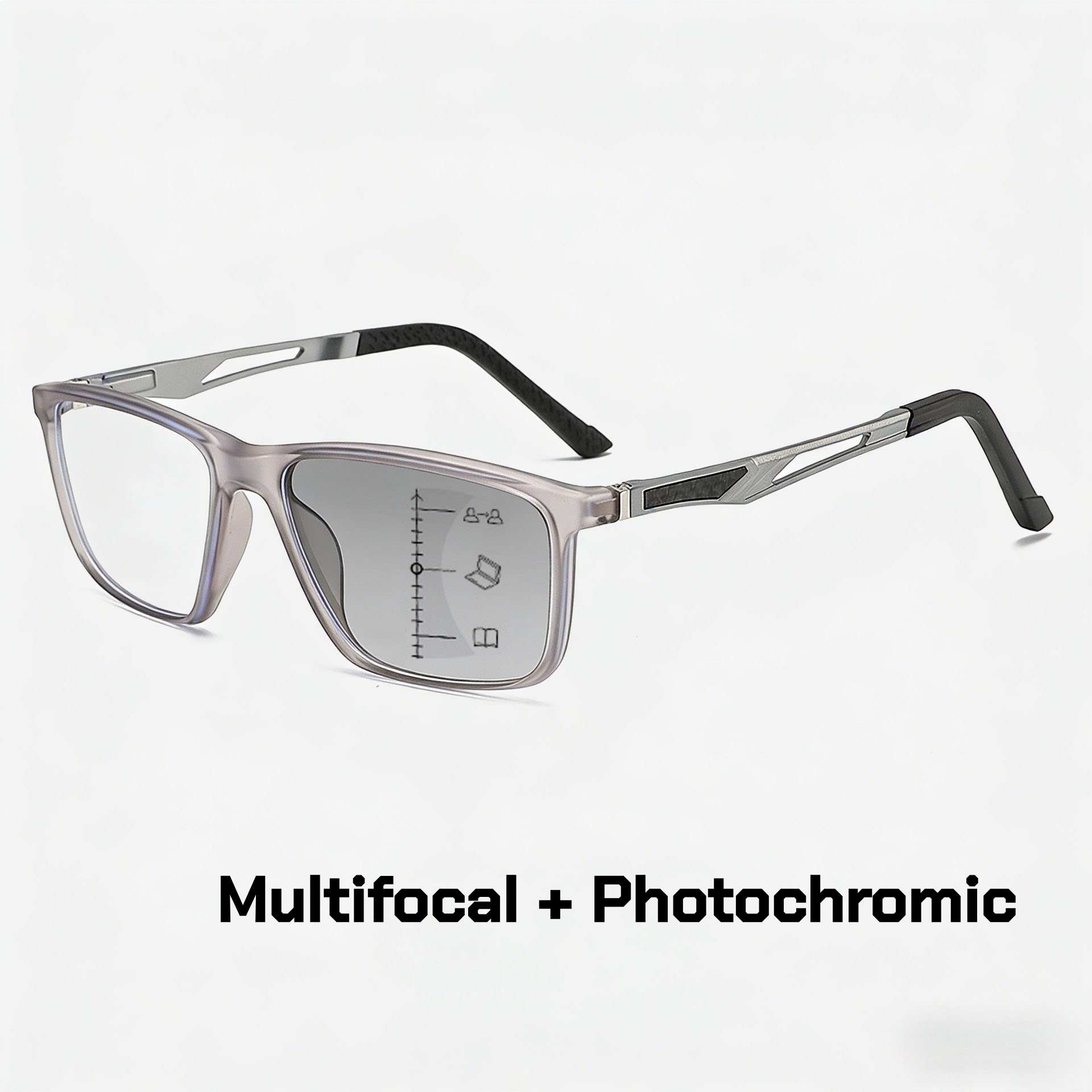 

Ultralight TR90 Multifocal Photochromic Reading Glasses for Men High-end Square Frame Progressive Glasses of View Far and Close 0