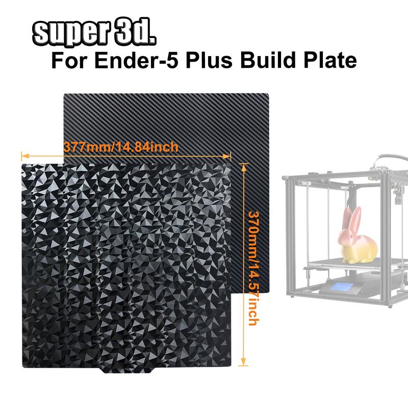 Smooth PEO Creality Ender 5 Plus Build Plate PET Bed Magnetic Sheet 377x370 Spring Steel Sheet For 3D Printer Ender 5 Plus Plate