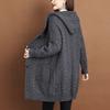 Damen Strickjacke mit langen Ärmeln, Kapuze, elegant, lässig, Pullover-Mantel, einfarbig, verdrehte Textur, Tasche, Winter-Oberbekleidung