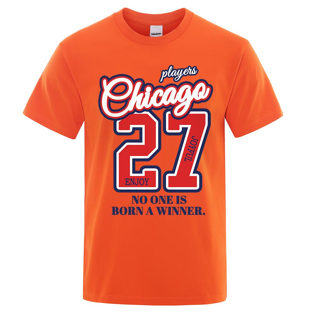 27 Number No One Is Born Winner Print Male Tshirt Oversized Loose T Shirts Cotton T Shirts Hip Hop Breathable T-Shirt Couple