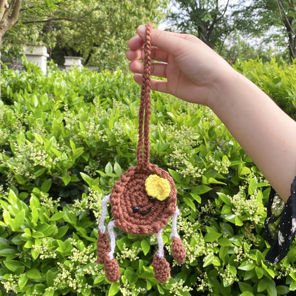 Car Rear Mirror Woolen Cartoon Hanging Ornament for Women Girl Auto Interior Decorations Pendant for Backpack Keychains