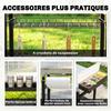 3-Tier Garden Serving Cart, Stainless Steel Worktop, Wheels, Hooks, Removable Basket, Side Handle, 114x61x81cm, Black