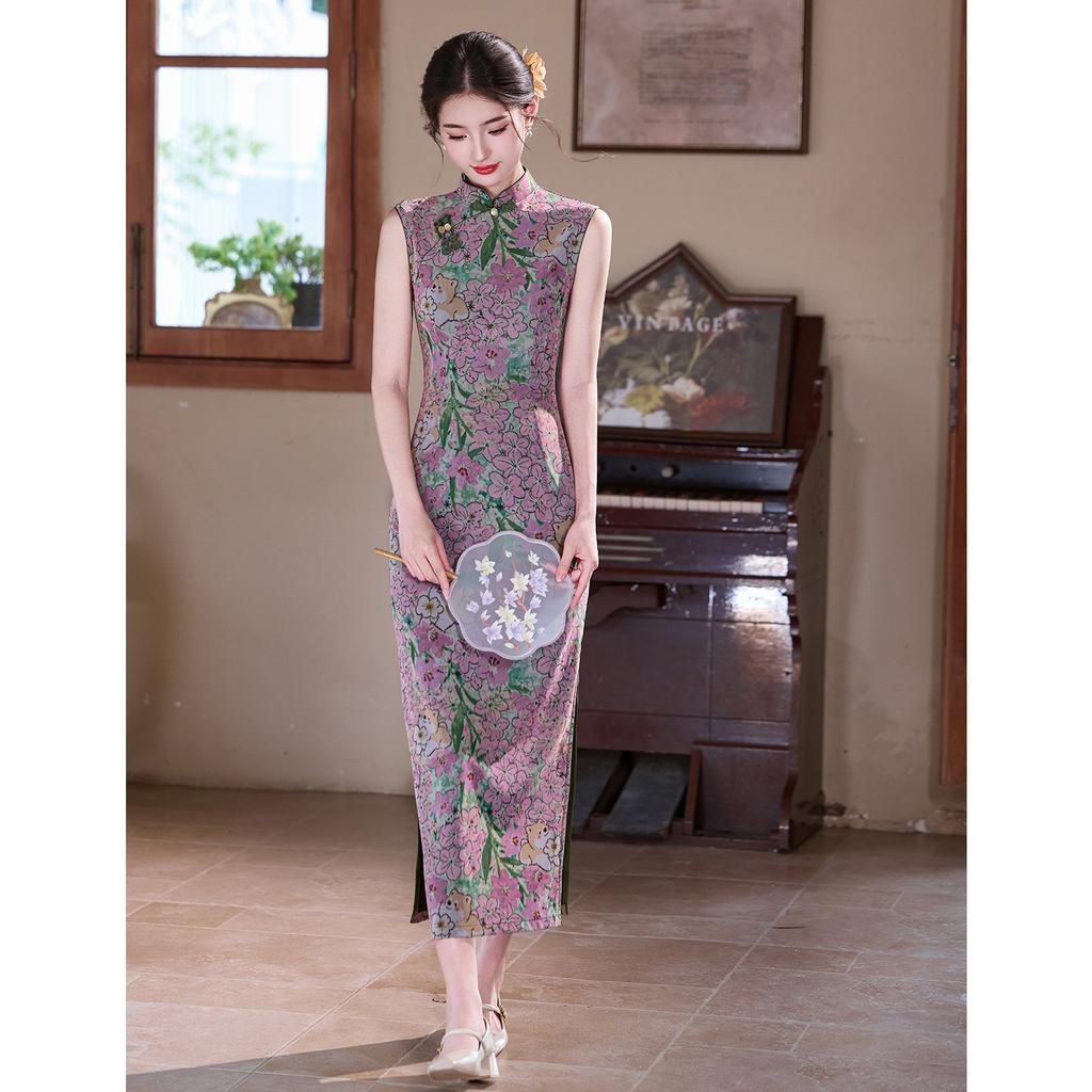New Chinese style, improved cheongsam dress, gentle wind, great-looking printed slim-fit hip-wrapped dress 11 summer
