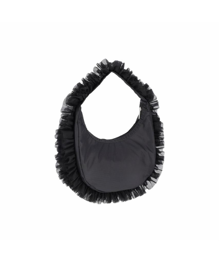 Lesportsac Black Lace Ruffle Zip Hobo Bag [1843.Ld63]