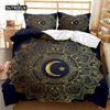 Bohemian Duvet Cover Set 3D Golden Sun and Moon Bedding Set for Kids Teens Adults Double Queen King Size Polyester Qulit Cover