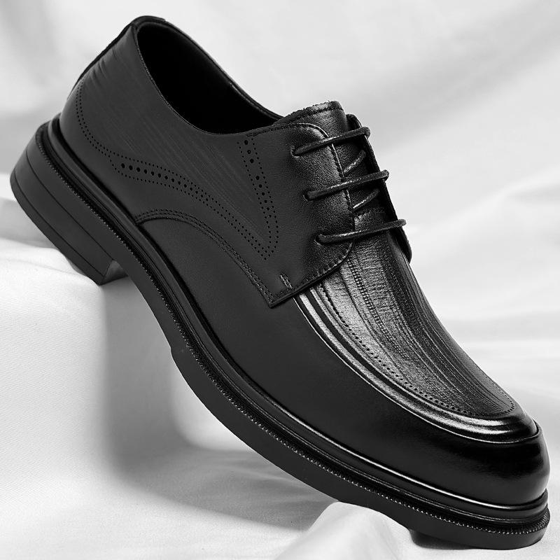 

Летне-осенние новые дизайнерские кожаные туфли для мужчин однотонные модные повседневные туфли для платья мужские на шнуровке на платформе лоферы мужские 38 чёрный