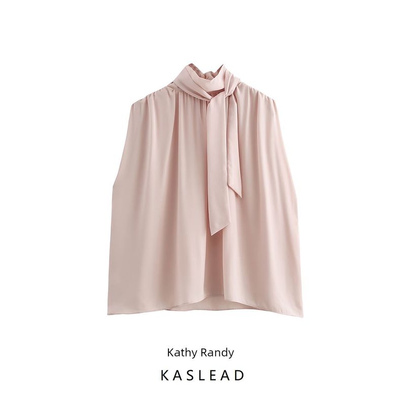 Kaslead New Arrival Women's Clothing Fashion Style Stylish Simple and Versatile Bows Sleeveless Tops 9079342